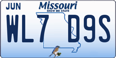 MO license plate WL7D9S