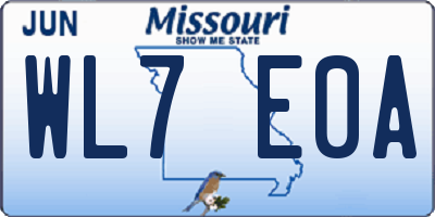 MO license plate WL7E0A