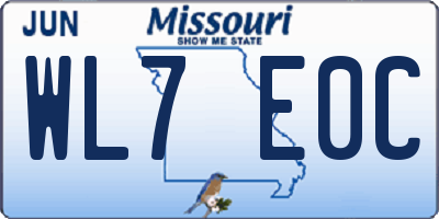 MO license plate WL7E0C