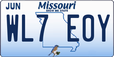 MO license plate WL7E0Y