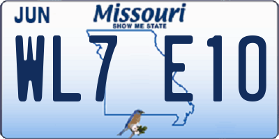 MO license plate WL7E1O