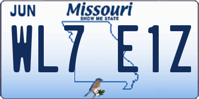 MO license plate WL7E1Z