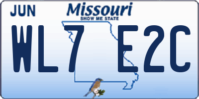 MO license plate WL7E2C