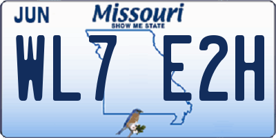MO license plate WL7E2H