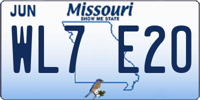 MO license plate WL7E2O