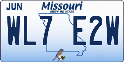 MO license plate WL7E2W