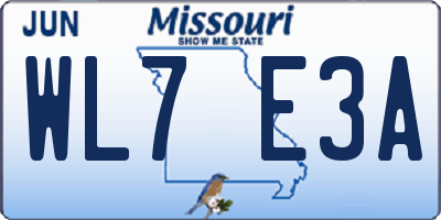MO license plate WL7E3A