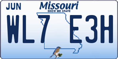 MO license plate WL7E3H