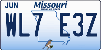 MO license plate WL7E3Z