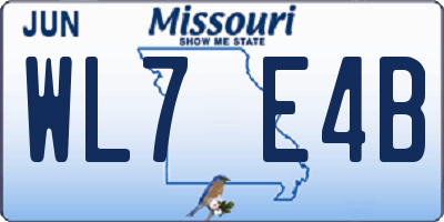 MO license plate WL7E4B