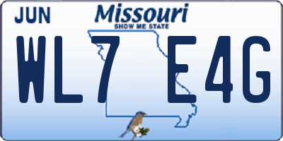 MO license plate WL7E4G