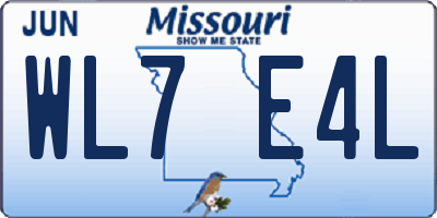 MO license plate WL7E4L