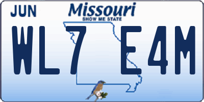 MO license plate WL7E4M