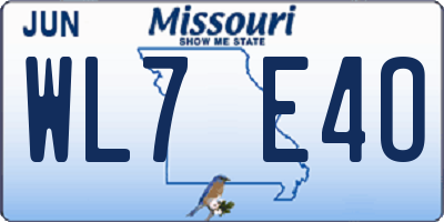 MO license plate WL7E4O