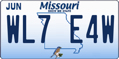MO license plate WL7E4W