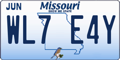 MO license plate WL7E4Y