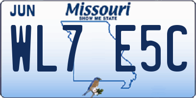 MO license plate WL7E5C