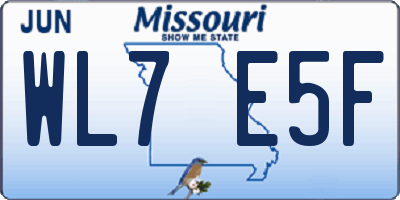 MO license plate WL7E5F