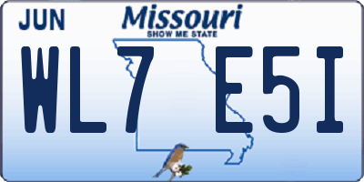 MO license plate WL7E5I