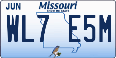 MO license plate WL7E5M