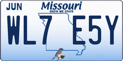 MO license plate WL7E5Y