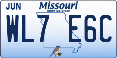 MO license plate WL7E6C