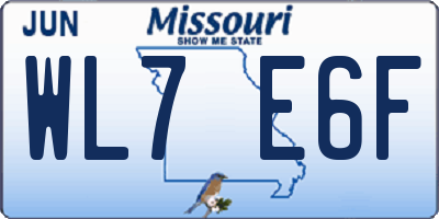 MO license plate WL7E6F