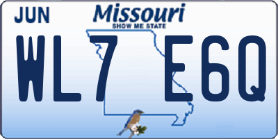 MO license plate WL7E6Q