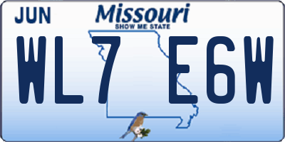 MO license plate WL7E6W