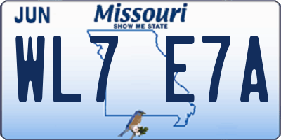 MO license plate WL7E7A