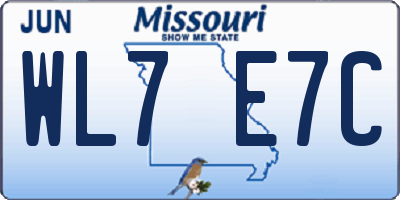 MO license plate WL7E7C