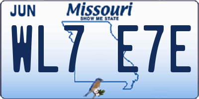 MO license plate WL7E7E