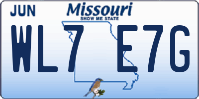 MO license plate WL7E7G