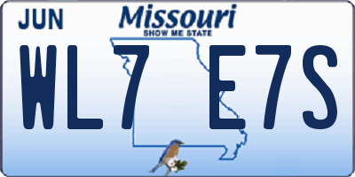 MO license plate WL7E7S