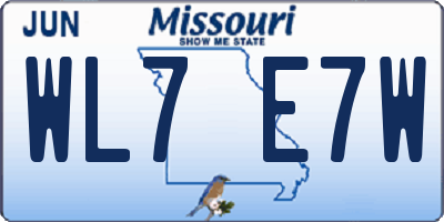 MO license plate WL7E7W