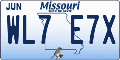 MO license plate WL7E7X