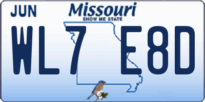 MO license plate WL7E8D