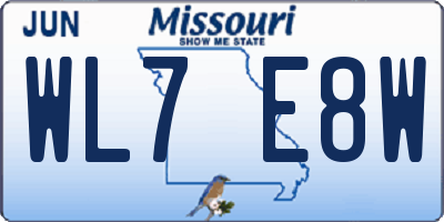 MO license plate WL7E8W