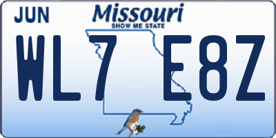 MO license plate WL7E8Z