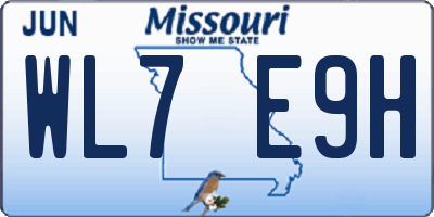 MO license plate WL7E9H
