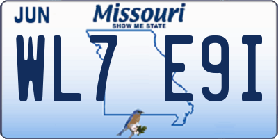 MO license plate WL7E9I