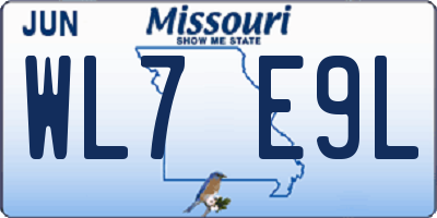 MO license plate WL7E9L