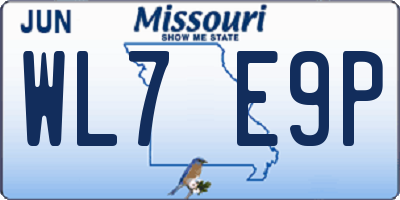 MO license plate WL7E9P