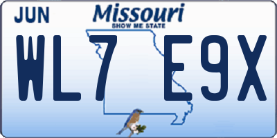 MO license plate WL7E9X