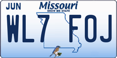 MO license plate WL7F0J