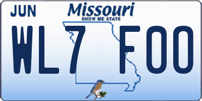 MO license plate WL7F0O