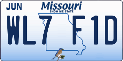 MO license plate WL7F1D