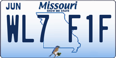 MO license plate WL7F1F