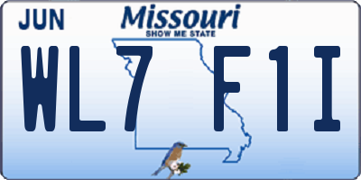 MO license plate WL7F1I