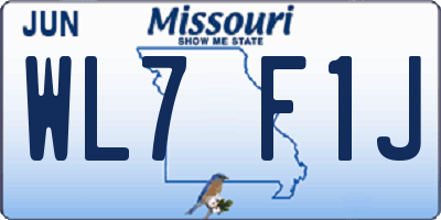 MO license plate WL7F1J